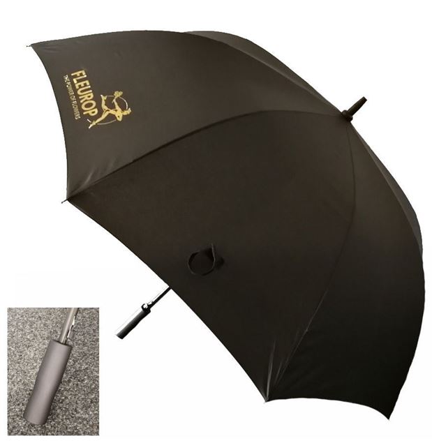 Golf-Schirm, schwarz mit goldenem Fleurop-Logo