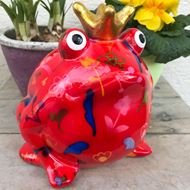 Bild von Cooler Keramik-Frosch in Rot, mit goldener Krone