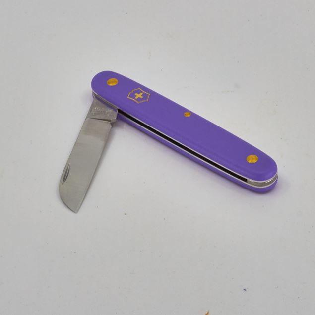 Bild von Blumenmesser 100mm 'Victorinox' violett, Rechtshänder