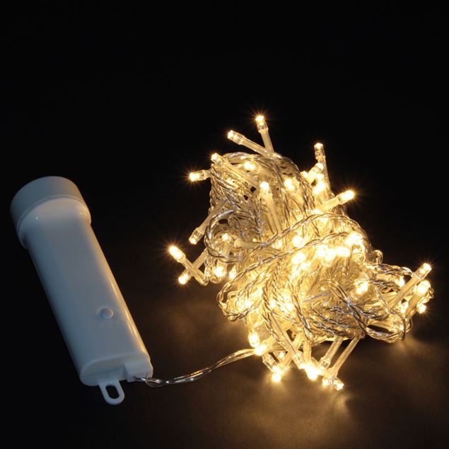 Image de Guirlande lumineuse à piles LED blanc-chaud transparent 48 lumières / 3.5m