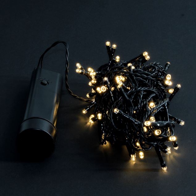 Image de Guirlande lumineuse à piles LED blanc-chaud noir 48 lumières / 3.5m