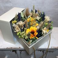 Sonnenblumenbox mit Kordel ca.15cm x 15cm, H ca.16 cm