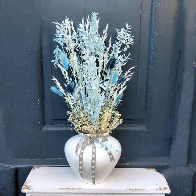 Trockenblumen Strauss "Frosty" mit Vase