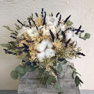 Trockenblumen Bouquet "Creme" mit Baumwolle - Eukalyptus & Lavendel