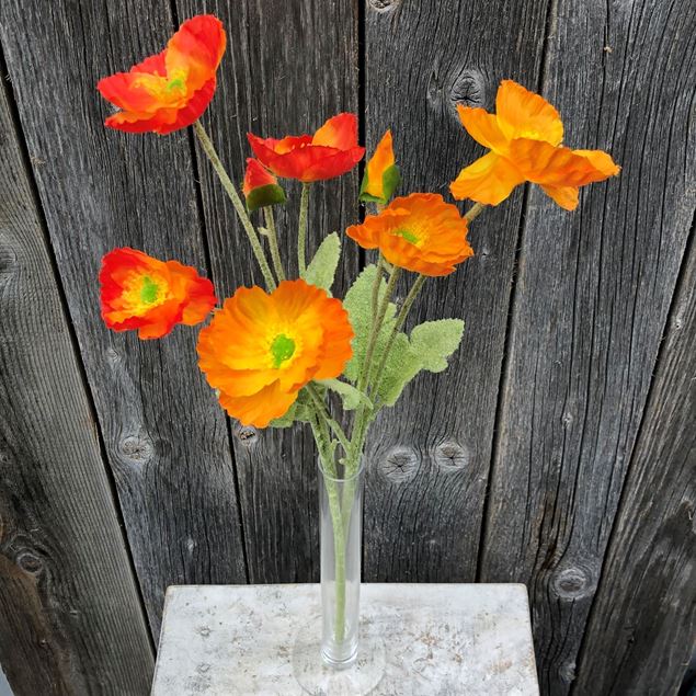 Mohn Papaver Blüten mit Vase (Kunstblumen)